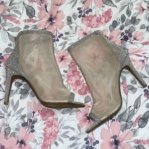 Mesh Foot Diamond Studded Heels